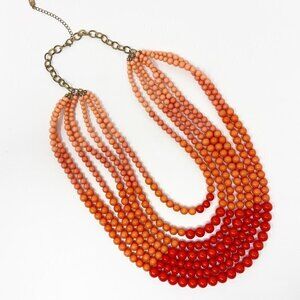 Orange Ombre 7 Layer Beaded Necklace
